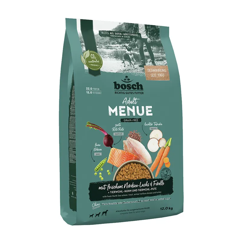 BOSCH MENUE Adult Lachs+Forelle getreidefrei 12 kg Wochenendangebot